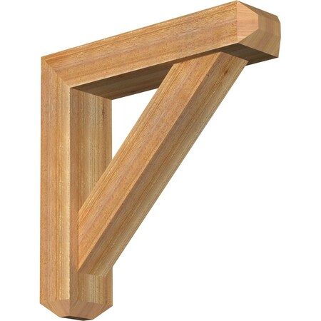 Ekena Millwork Traditional Craftsman Rough Sawn Bracket w/ Offset Brace, Western Red Cedar, 6"W x 26"D x 26"H BKT0604X26X26TRA04RWR